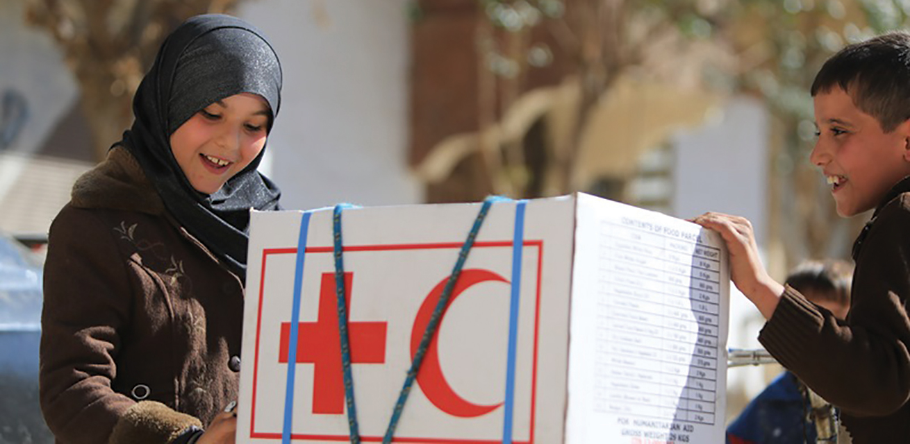 Children with Red Cross Box